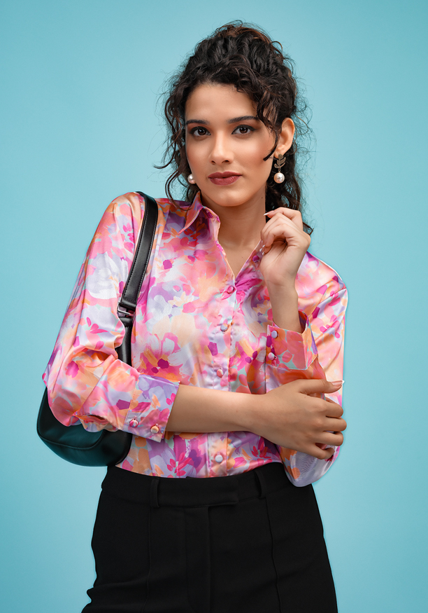 LIA PINK FLORAL SHIRT BLOUSE